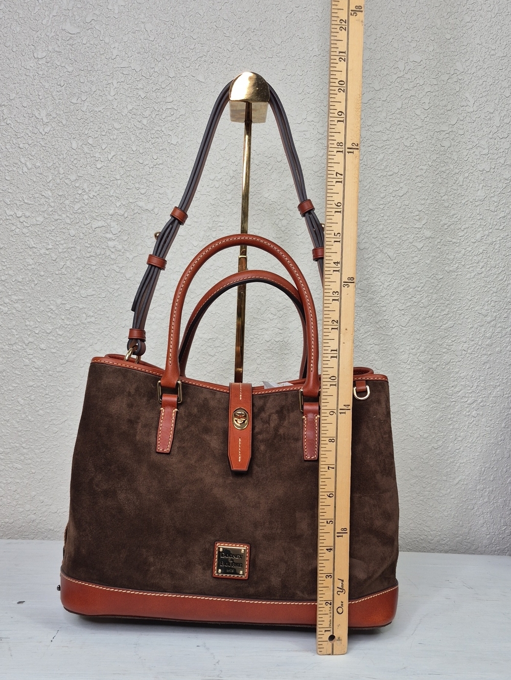 Dooney & Bourke Brown Suede Satchel with Tan Leather Trim Nwt Perry Satchel - Picture 5 of 16